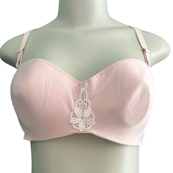 Pink Adjustable Strap Strapless Underwire Molded Cup Bra Size 38D - Picture 1 of 4
